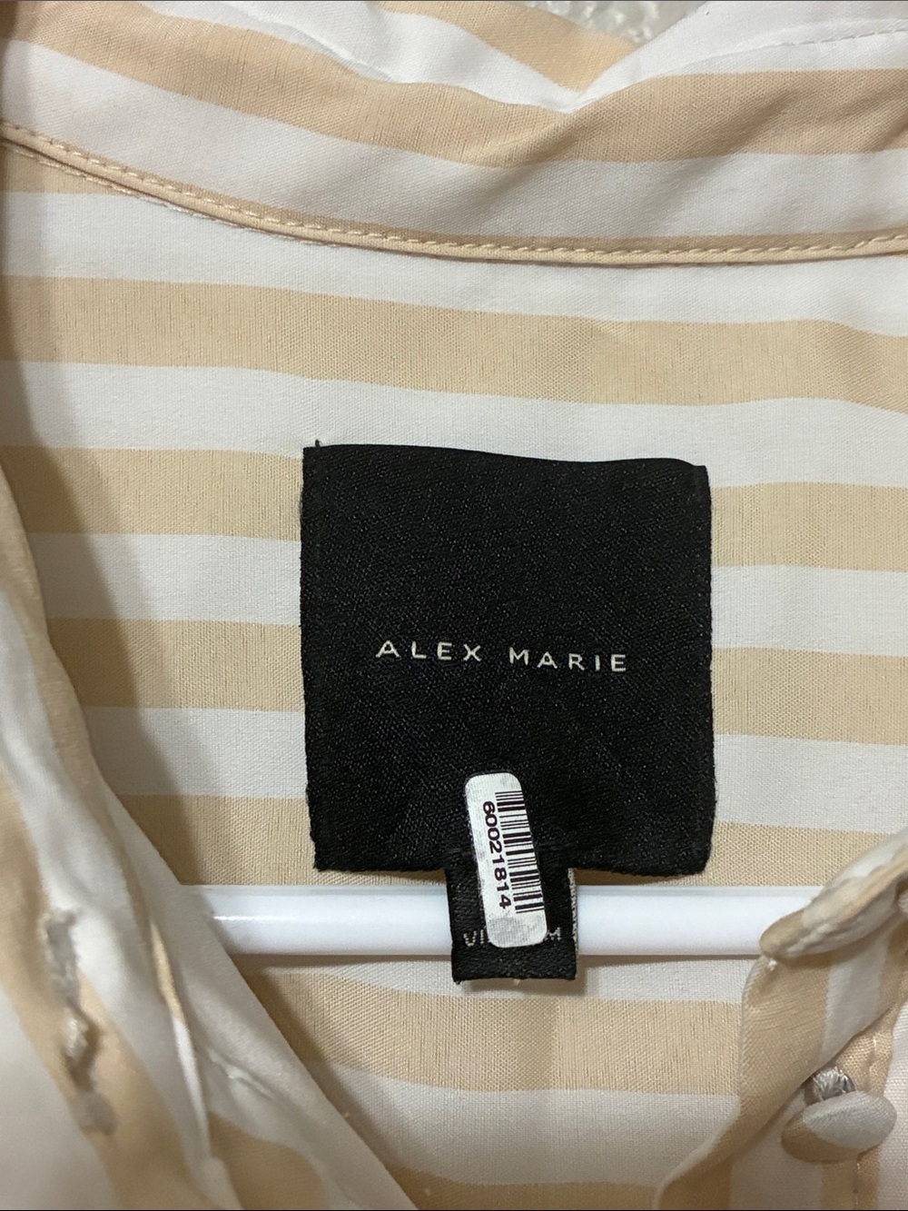 Alex Marie Cream Striped Button-Front Tie-Waist Long Sleeve Dress - Picture 2 of 10